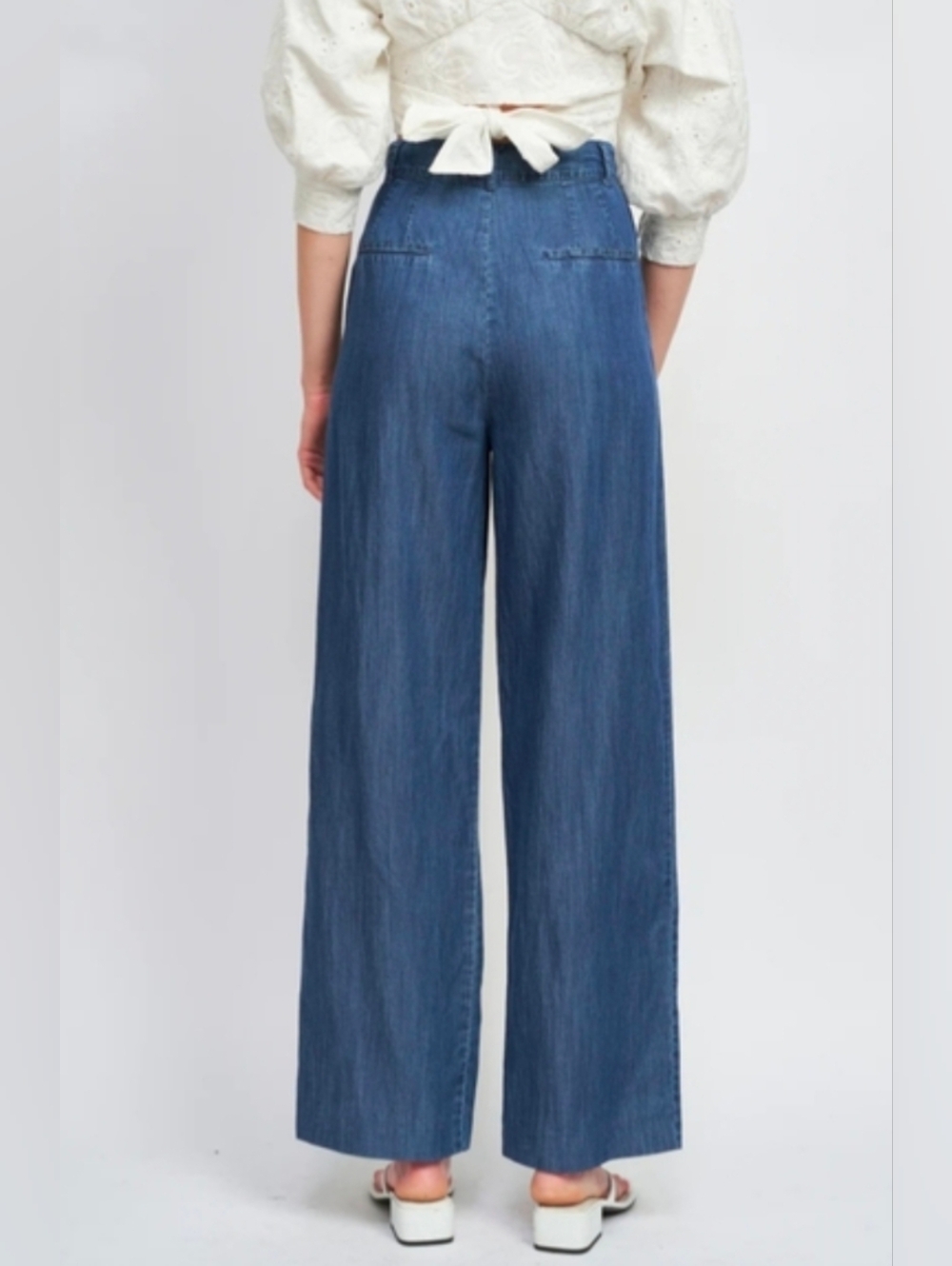 En Saison Anthropologie Denim Trousers Wide Leg And High Rise - Picture 3 of 11